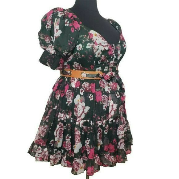 Latiste by Amy Green Floral Sweetheart Neckline Short Sleeve Dress XL - Picture 6 of 15